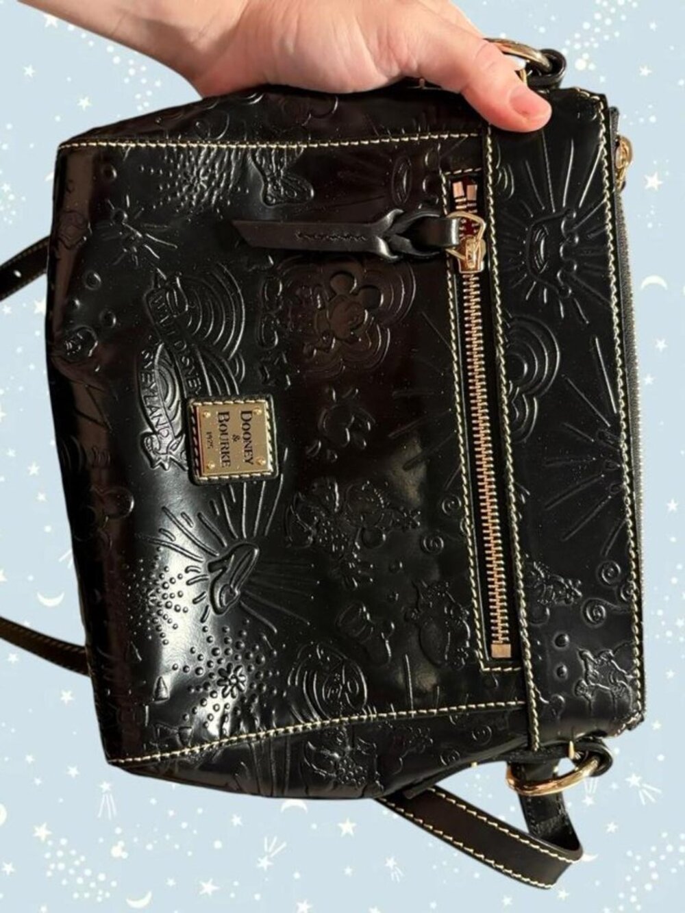 Black Disney Dooney & Bourke embossed Sketch print crossbody bag